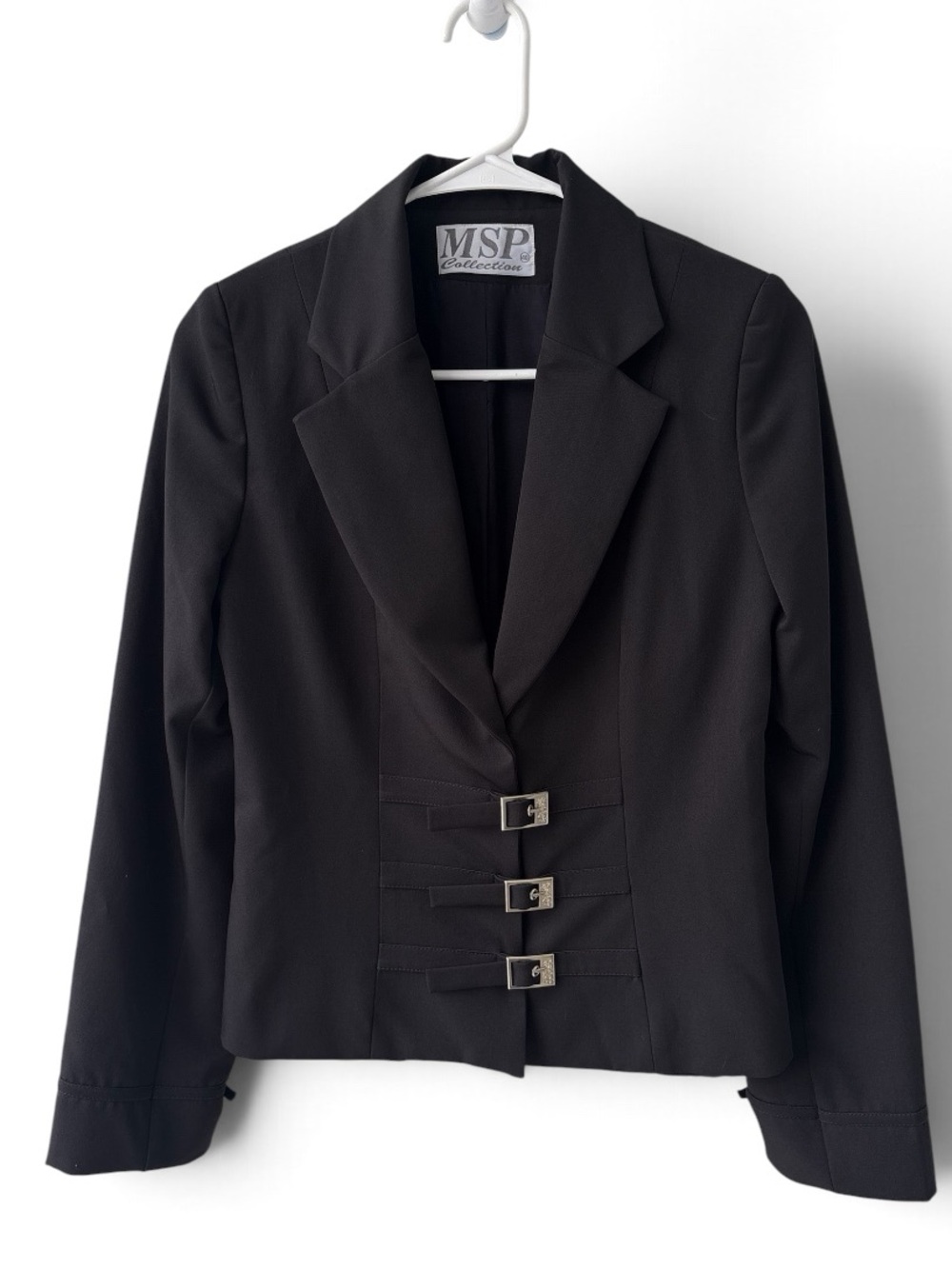 Vintage Y2K MSP Collection Black Buckle Fitted Blazer Jacket